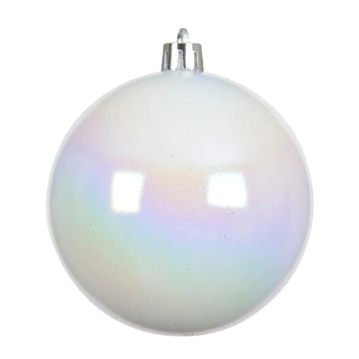 Lot de 4 boules de Noël (D100 mm) Aravis Blanc irisé