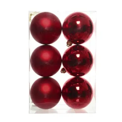 Lot de 6 boules de Noël (D80 mm) Aravis Bordeaux