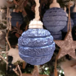 Lot de 3 boules de Noël (D80 mm) en verre Silva Bleu nuit