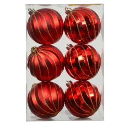 Lot de 6 boules de Noël (D80 mm) Glam chic Rouge