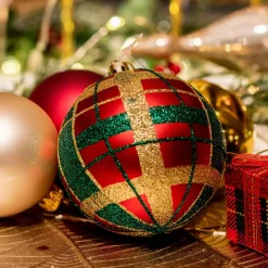 Lot de 12 boules de Noël (D80 mm) kity Rouge