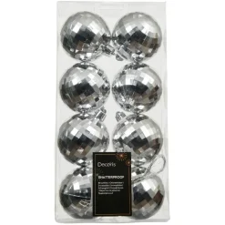 Lot de 8 boules de Noël (D60 mm) Disco Argent