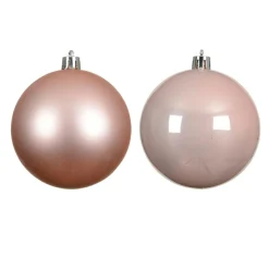 Lot de 6 boules de Noël (D80 mm) Aravis Rose poudré