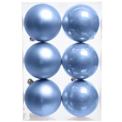 Lot de 6 boules de Noël (D80 mm) Aravis Bleu ciel