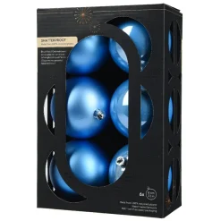 Lot de 6 boules de Noël (D80 mm) Aravis Bleu ciel