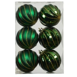 Lot de 6 boules de Noël (D80 mm) Glam chic Vert sapin