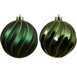 Lot de 6 boules de Noël (D80 mm) Glam chic Vert sapin