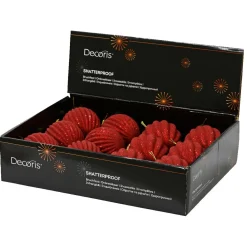 Lot de 12 boules de Noël (D80 mm) Reflet d’or Rouge