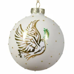 Lot de 3 boules de Noël (D80 mm) en verre Colombe Blanc laine