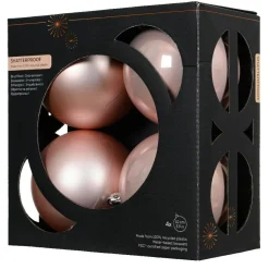 Lot de 4 boules de Noël (D100 mm) Aravis Rose poudré