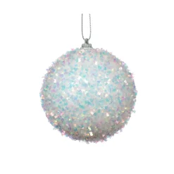 Lot de 12 boules de Noël (D80 mm) Sequins Blanc irisé