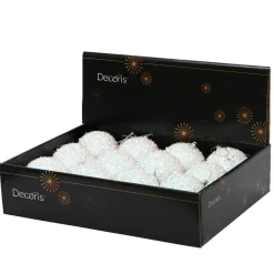 Lot de 12 boules de Noël (D80 mm) Sequins Blanc irisé