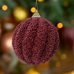 Lot de 12 boules de Noël (D80 mm) Etincelle Bordeaux
