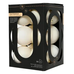 Lot de 12 boules de Noël (D60 mm) Aravis Blanc laine