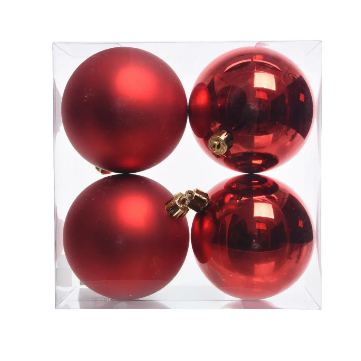 Lot de 4 boules de Noël (D100 mm) Aravis Rouge