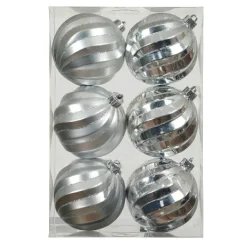 Lot de 6 boules de Noël (D80 mm) Glam chic Argent