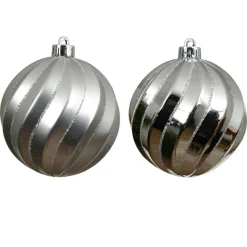 Lot de 6 boules de Noël (D80 mm) Glam chic Argent
