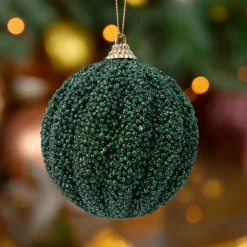 Lot de 12 boules de Noël (D80 mm) Etincelle Vert sapin
