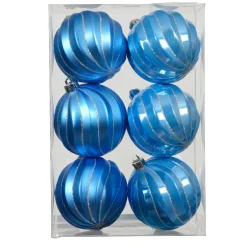 Lot de 6 boules de Noël (D80 mm) Glam chic Bleu ciel