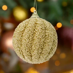 Lot de 12 boules de Noël (D80 mm) Etincelle Or