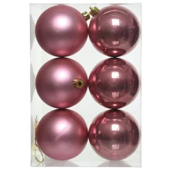 Lot de 6 boules de Noël (D80 mm) Aravis Vieux rose