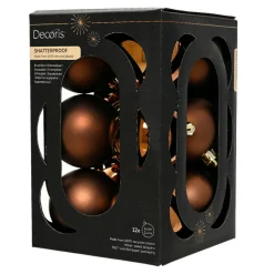 Lot de 12 boules de Noël (D60 mm) Aravis Brun café