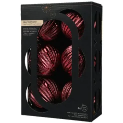 Lot de 6 Boules de Noël (D80 mm) Glitter Bordeaux