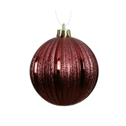 Lot de 6 Boules de Noël (D80 mm) Glitter Bordeaux