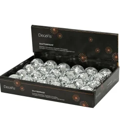 Lot de 24 boules de Noël (D60 mm) Disco facette Argent