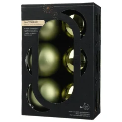 Lot de 6 boules de Noël (D80 mm) Aravis Vert romarin