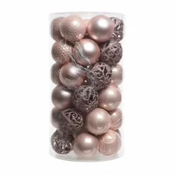 Lot de 37 boules de Noël (D60 mm) Alpine Mix Rose poudré
