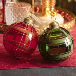 Lot de 12 boules de Noël (D80 mm) en verre Lauri Rouge