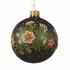 Lot de 6 boules de Noël (D80 mm) en verre Bouquet Vert sapin