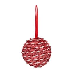 Lot de 6 boules de Noël (D80 mm) Rayé Fantaisie Rouge et blanc