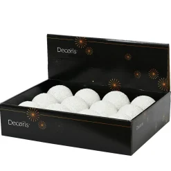 Lot de 12 boules de Noël (D80 mm) Sequins pailletés Blanc