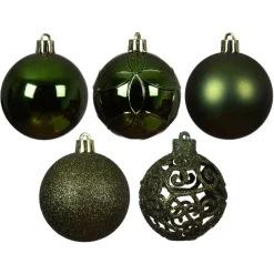 Lot de 35 boules de Noël (D60 mm) Aravis mix Vert sapin