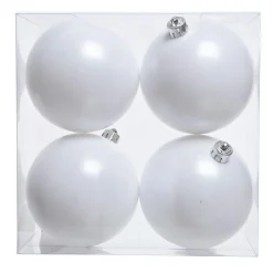Lot de 4 boules de Noël (D100 mm) Aravis Blanc