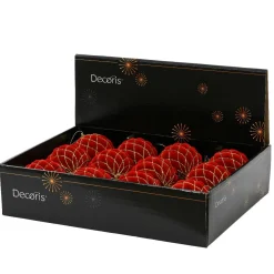 Lot de 12 boules de Noël (D80 mm) Buckingham Rouge et or