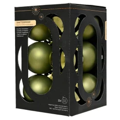 Lot de 12 boules de Noël (D60 mm) Aravis Vert romarin