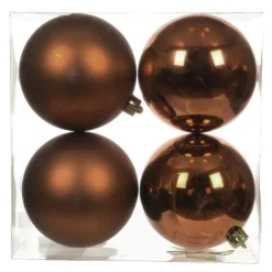 Lot de 4 boules de Noël (D100 mm) Aravis Brun café