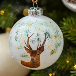 Lot de 3 boules de Noël (D80 mm) en verre Comète Blanc