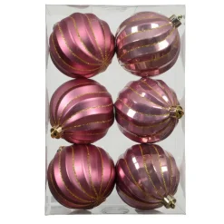 Lot de 6 boules de Noël (D80 mm) Glam chic Rose