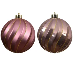Lot de 6 boules de Noël (D80 mm) Glam chic Rose