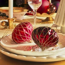 Lot de 12 boules de Noël (D80 mm) Natale Prezioso Bordeaux