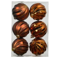 Lot de 6 boules de Noël (D80 mm) Glam chic Brun café pailleté or