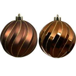 Lot de 6 boules de Noël (D80 mm) Glam chic Brun café pailleté or