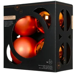 Lot de 4 boules de Noël (D100 mm) Aravis Orange