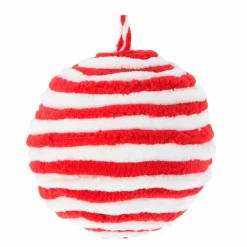 Lot de 3 boules de Noël (D100 mm) Laine rayé Rouge et blanc