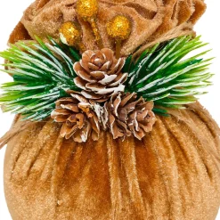 Lot de 3 boules de Noël (D80 mm) Ballotines de velours Naturel