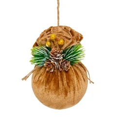 Lot de 3 boules de Noël (D80 mm) Ballotines de velours Naturel